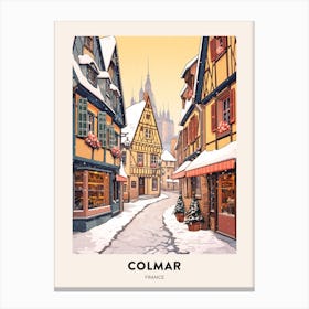 Vintage Winter Travel Poster Colmar France 2 Canvas Print