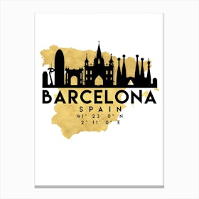 Barcelona Spain Silhouette City Skyline Map Canvas Print