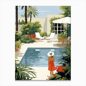 Patio With Pool In Mexico - expressionism 2 Canvas Print