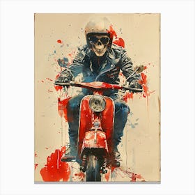 Skull On A Moped 1 Canvas Print