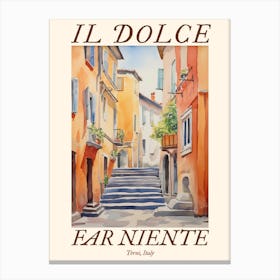 Il Dolce Far Niente Terni, Italy Watercolour Streets 3 Poster Canvas Print