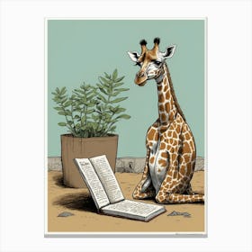 Giraffe Reading Canvas Print