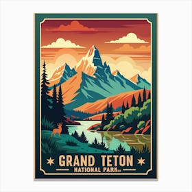 Vintage Grand Teton National Park Canvas Print