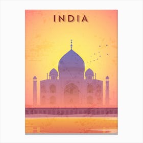 India, Taj Mahal — Retro travel minimalist poster Canvas Print