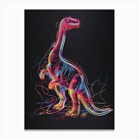 Neon Dinosaur Scribble 2 Canvas Print