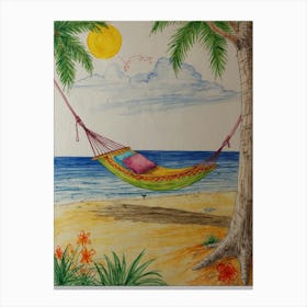 Hammock On The Beach Canvas Print