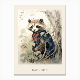 Beatrix Potter Inspired  Animal Watercolour Raccoon 3 Canvas Print