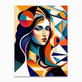 Abstract Geometric Cubism Woman Portrait Pablo Picasso Style (12) Canvas Print