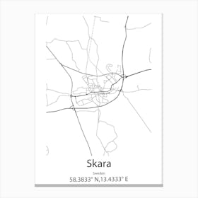 Skara,Sweden Minimalist Map Canvas Print