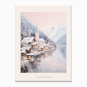 Dreamy Winter Painting Poster Hallstatt Austria 2 Canvas Print