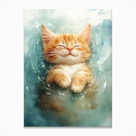 Happy Orange Cat Floating on Water 21 Canvas Print