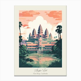 Angkor Wat   Siem Reap, Cambodia   Cute Botanical Illustration Travel 0 Poster Canvas Print