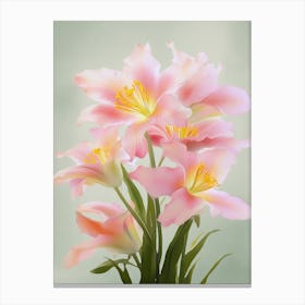 Lilies Flowers Acrylic Painting In Pastel Colours 3 Canvas Print