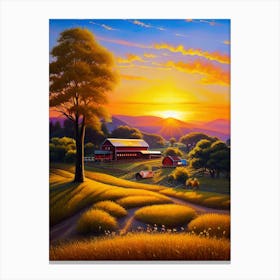 Sunset On The Farm Canvas Print