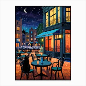 Night Cafe Scene Canvas Print