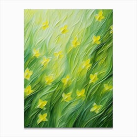 Daffodils Twist Stems Pointed Leaves Yellow Strokes Green 6 Canvas Print