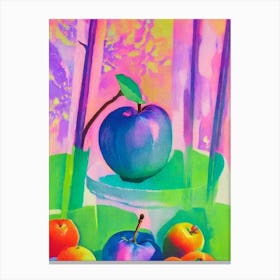 Rose Apple Risograph Retro Poster Fruit Canvas Print