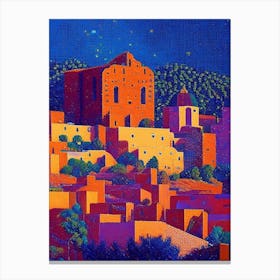 Pueblo, City Us  Pointillism Canvas Print