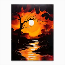 Sunset Over The River 4 Canvas Print