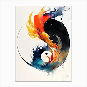 Fire And Water 2 Yin And Yang Japanese Ink Canvas Print