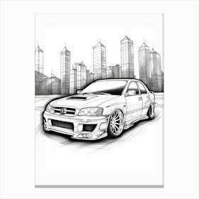 Subaru Imprezza Wrx Sti City Drawing 1 Canvas Print