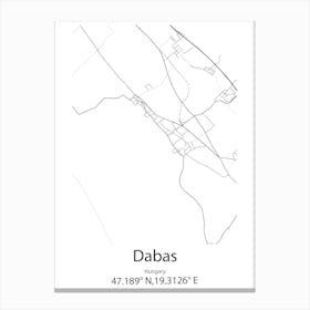 Dabas,Hungary Minimalist Map Canvas Print