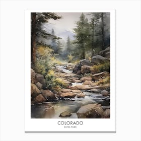 Estes Park, Colorado 2 Watercolor Travel Poster Canvas Print