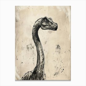 Corythosaurus Dinosaur Black Ink & Sepia Illustration 1 Canvas Print