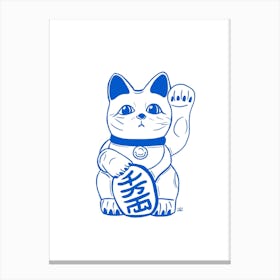 Blue Lucky Cat Canvas Print