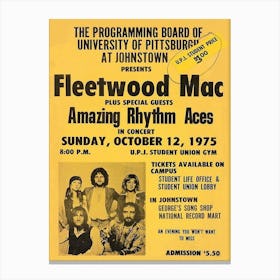 Fleetwood Mac Plus Special Guests Amazing Rhythm Aces In Concert Sunday, October 12, 1975 Posters Canvas Print