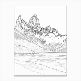 Cerro Fitz Roy Argentina Line Drawing 5 Canvas Print