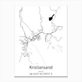 Kristiansand,Norway Minimalist Map Canvas Print