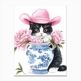 Cat In Pink Hat Canvas Print