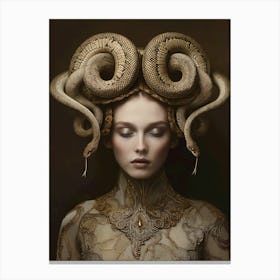 "Surrealistic Fashion: Woman and Snakes" Canvas Print