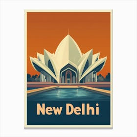 Aihrgdesign A 1970s Inspired Travel Poster For New Delhi Canvas Print