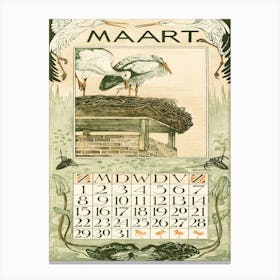 March Calendar Sheet With Storks (1902), Theo Van Hoytema Canvas Print