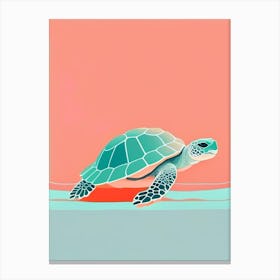 A Single Sea Turtle In Coral Reef, Sea Turtle Simplicty 1 Canvas Print