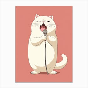 Kawaii Cat Drawings Singing 4 Canvas Print