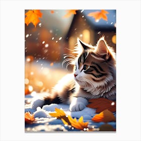 Cat In The Snow 1 Canvas Print
