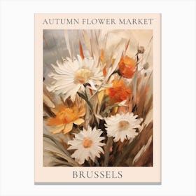 Autumn Flower Market Poster Brussels 3 Canvas Print