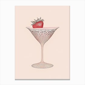 Strawberry Martini, Cocktail, Drink William Morris Inspired Canvas Print