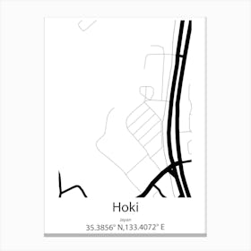 Hoki,Japan Minimalist Map Canvas Print