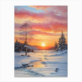 Leonardo Diffusion Xl Winter Sunset Art Print 0 Canvas Print