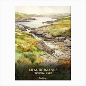 Atlantic Islands National Park Galicia Watercolour 2 Canvas Print