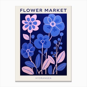 Blue Flower Market Poster Hydrangea 4 Canvas Print