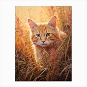 Warm Cat Roaming Through Long Grass Canvas Print