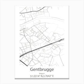 Gentbrugge,Belgium Minimalist Map Canvas Print