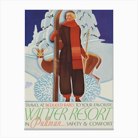 Winter Resort Vintage Travel Poster Canvas Print