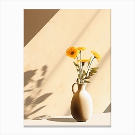 Yellow Flowers In A Vase Canvas Print