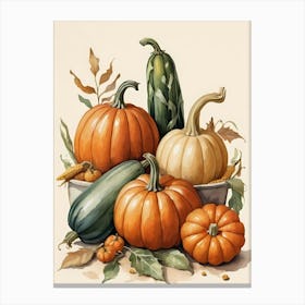 Holiday Illustration With Pumpkins, Corn, And Vegetables (27) Canvas Print